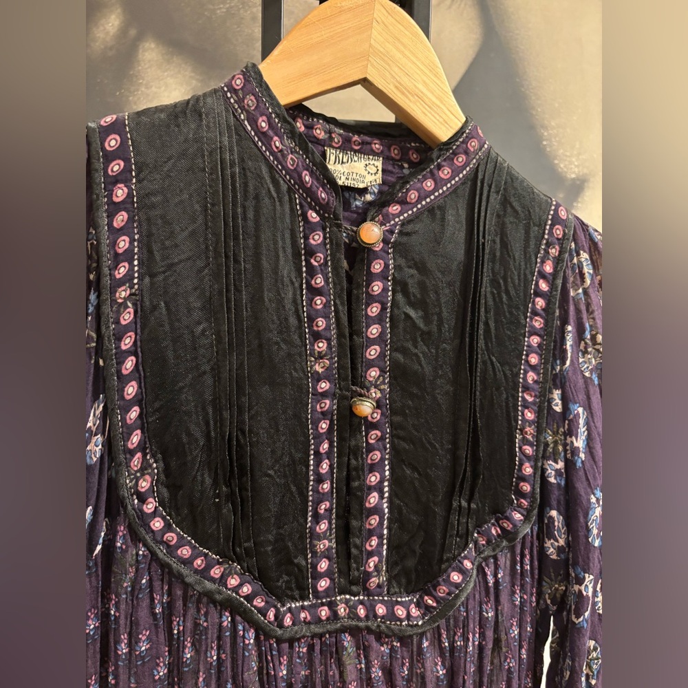 Vintage a Indian Smock Dress in Purple Cotton Gauze size M - Picture 4 of 8